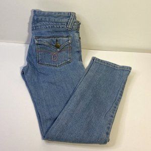 ROXY Girls 12 Medium Light Denim Neon Back Pocket Stitch Skinny Jean